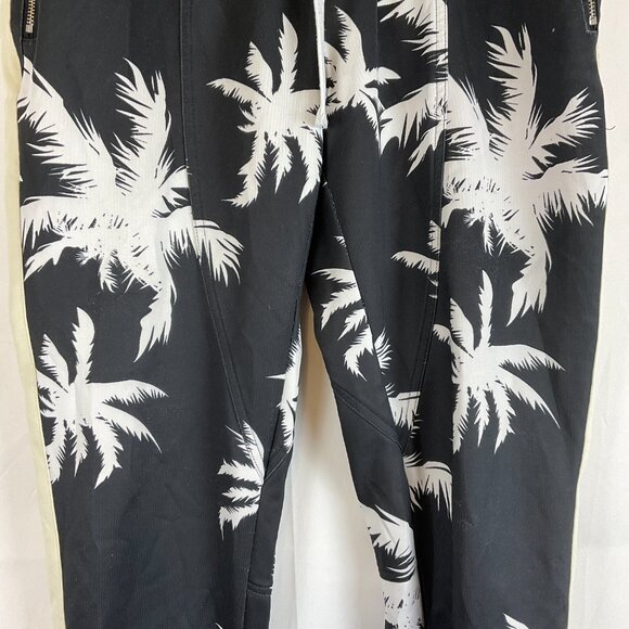 Lifted Anchors Track Pants Men's L Black White Cream Palm Tree Print Elastic Tie - Picture 3 of 14